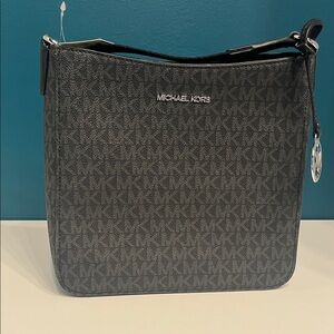 Michael Kors Black & Gray Monogram Messenger Bag